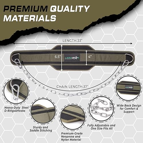 Miniatura 2 de Dip Belt for Weightlifting, Weight Belt for Pull-Ups, Powerlifting, Squats, and Bodybuilding  Heavy-Duty Steel Chain, Neoprene Support, Lifts up to