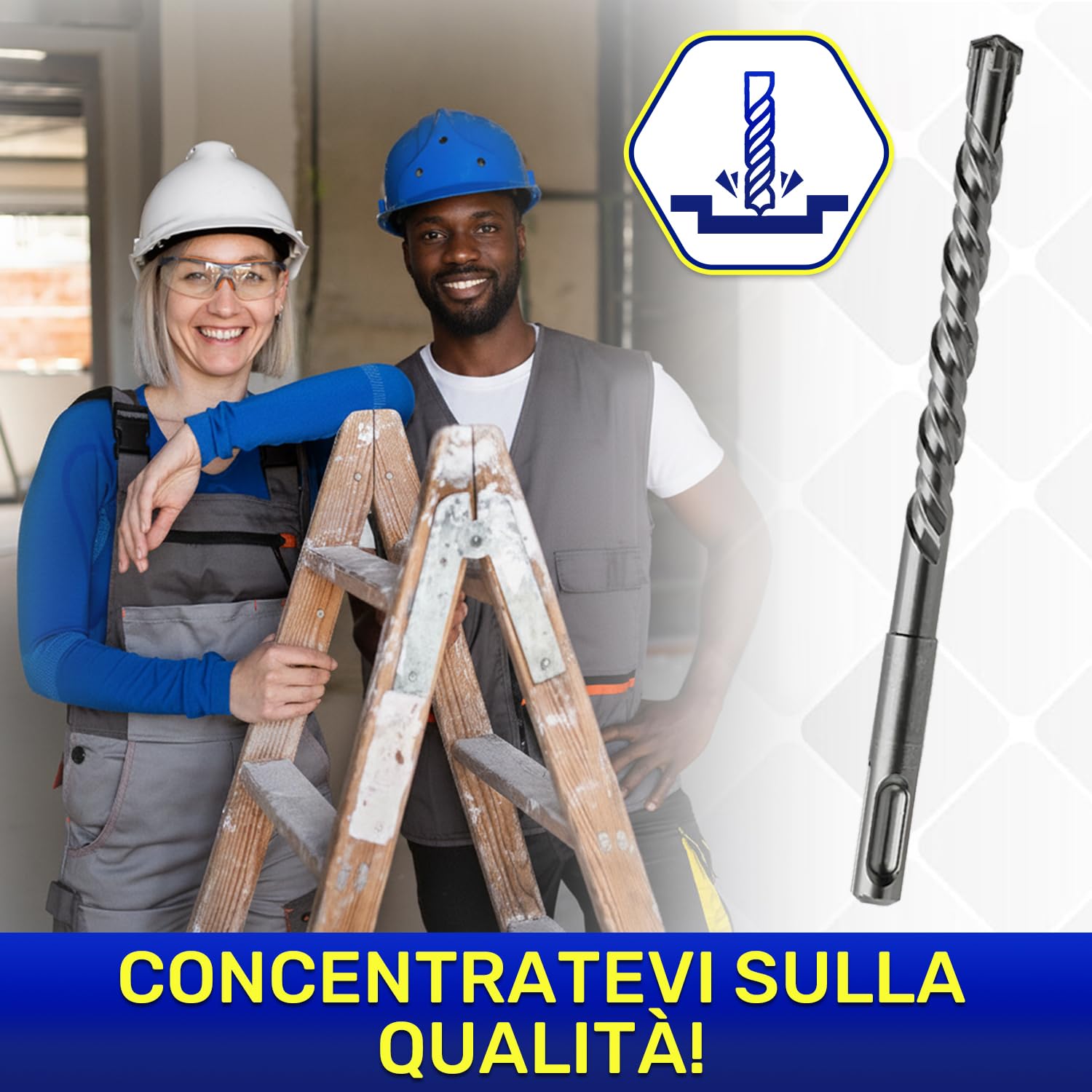 Punta Trapano Muro SDS Plus Ø 16 mm x 260 mm Realizzata in Acciaio e Carburo di Tungsteno - Punta SDS Plus può Essere Utilizzata per Mattoni Pareti Pietra Cemento Armato - MONTERAL