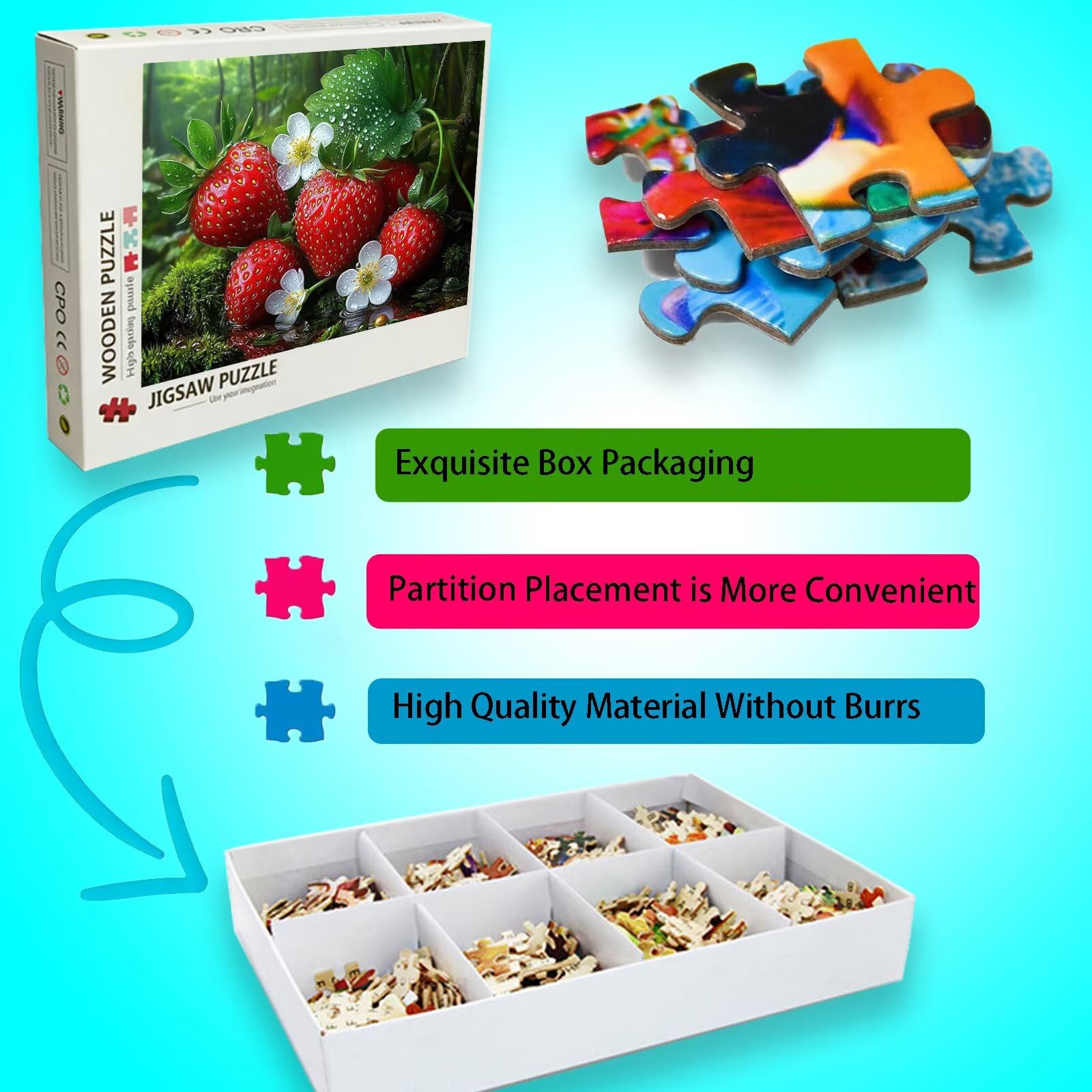 Puzzle leśne 1500 elementów, trudne puzzle, drewniane puzzle dla całej rodziny, zestaw "zrób to sam", dla dorosłych, nadają się jako dekoracja ścienna i prezenty dla kobiet, temat: truskawka, 8p-717