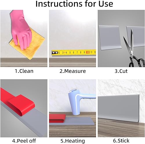 Miniatura 2 de Moldura flexible para zócalo, 4 pulgadas de ancho x 60 pies de largo, base de pared de vinilo autoadhesivo, base de pared de goma para despegar y