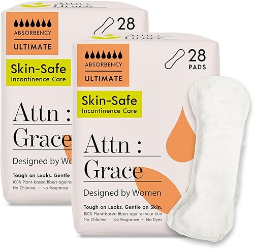 Attn Grace Ultimate - Almohadillas para incontinencia para mujeres, paquete de 2 unidades para adultos (56 en total, 28paquete), alta absorción,