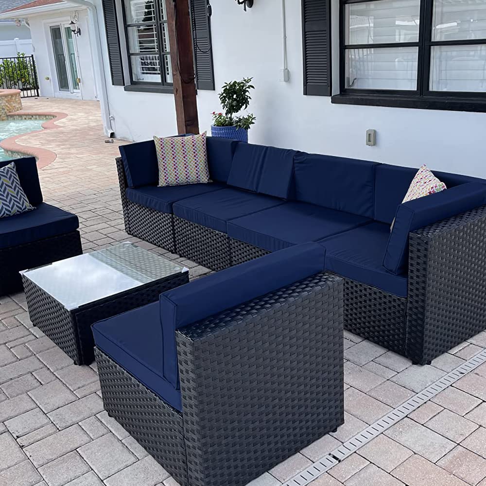 Sqodok Outdoor-Kissenbezüge Für Rattan-Sofaset – Wasserabweisend, 14-teilig In Hellbraun