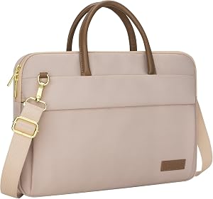 RAINYEAR 14 Inch/15.6 Inch Laptop Bag for Women, Protective Waterproof Large Capacity Computer Shoulder Bag with Handle
