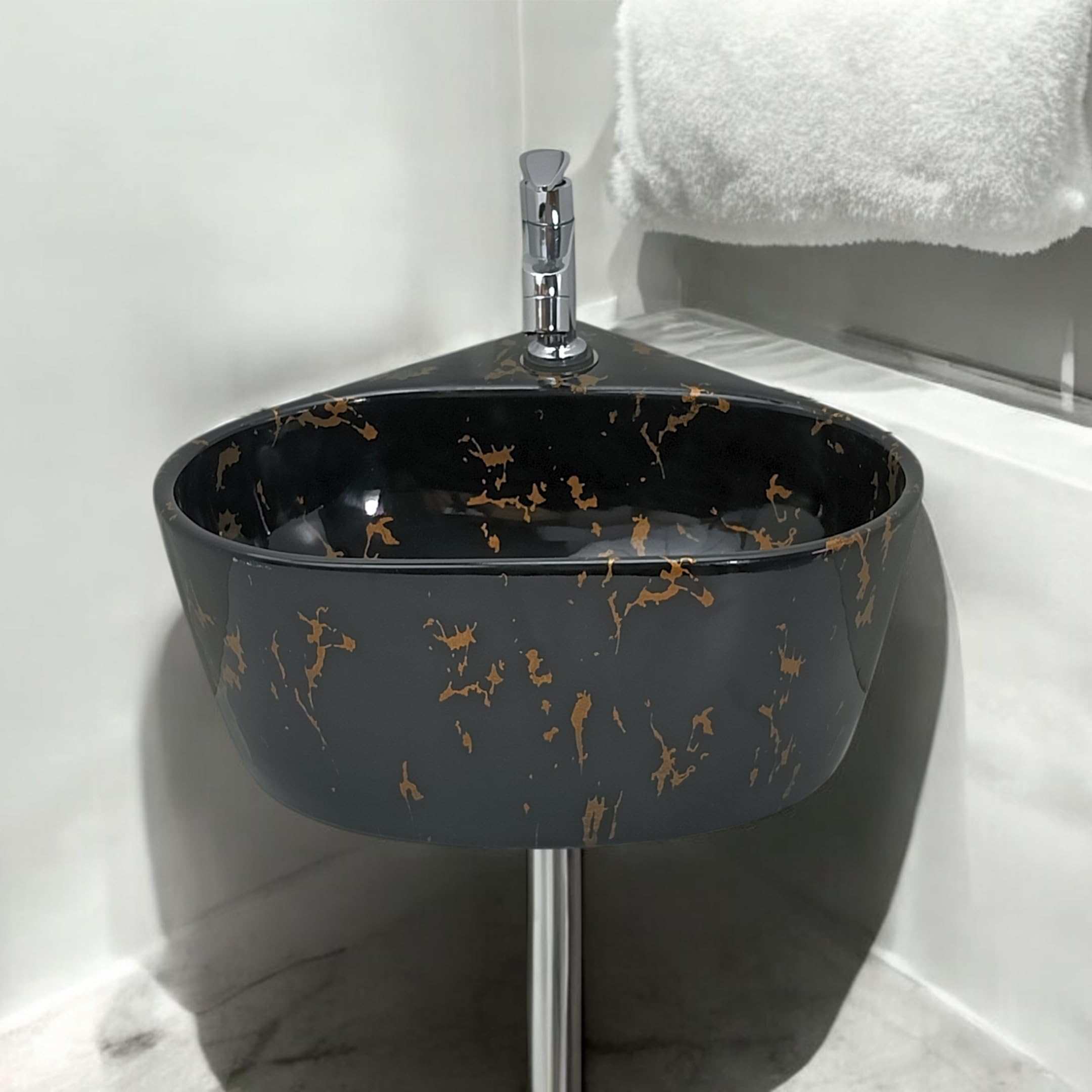 Reyal Corner Sink - Space-Saving Ceramic Wash Basin -26 Reyal Corner Sink - Space-Saving Ceramic Wash Basin -26