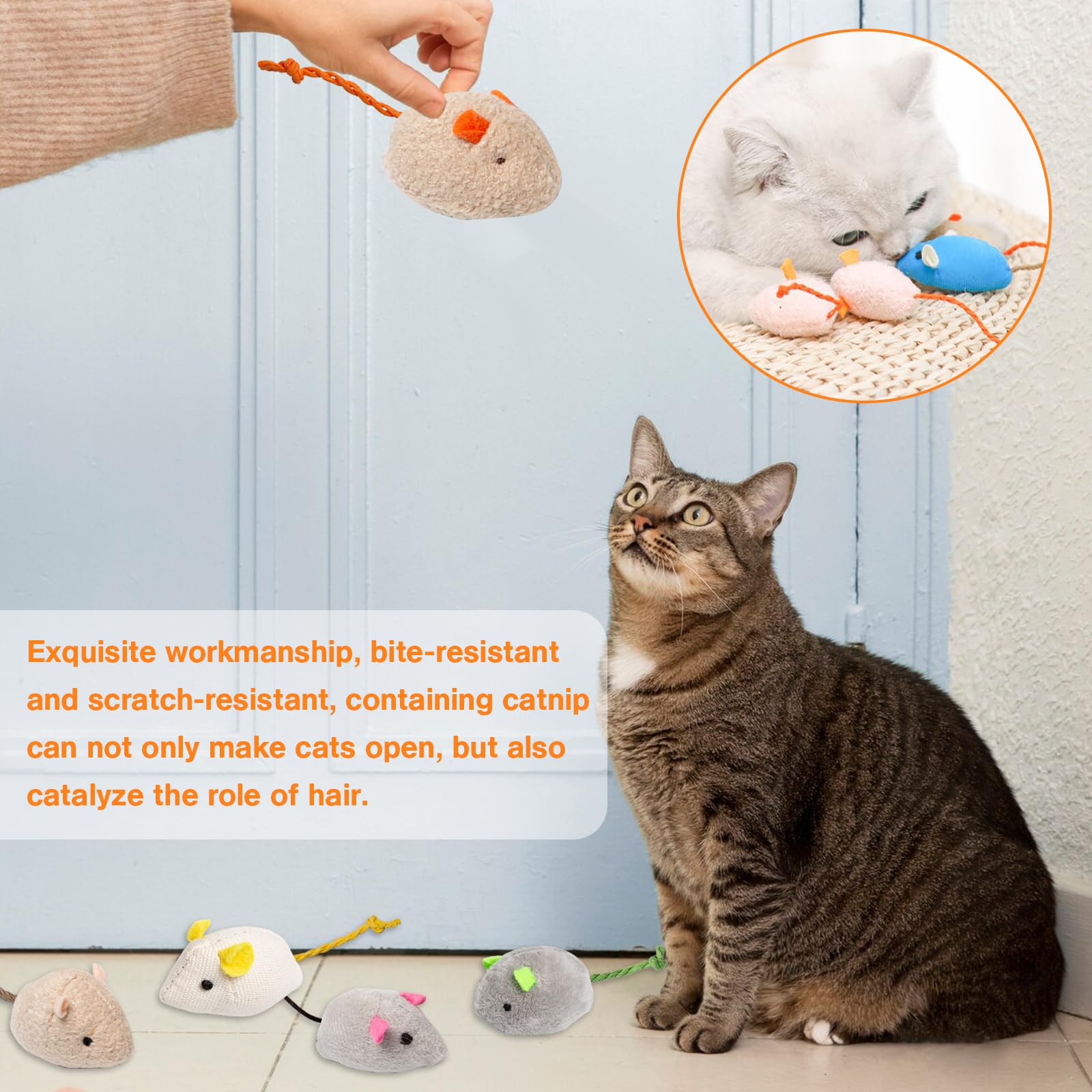 24 Piezas Juguetes para Gatos - Ratones de Peluche y Hierba Gatera - Juguetes Interactivos Multicolor