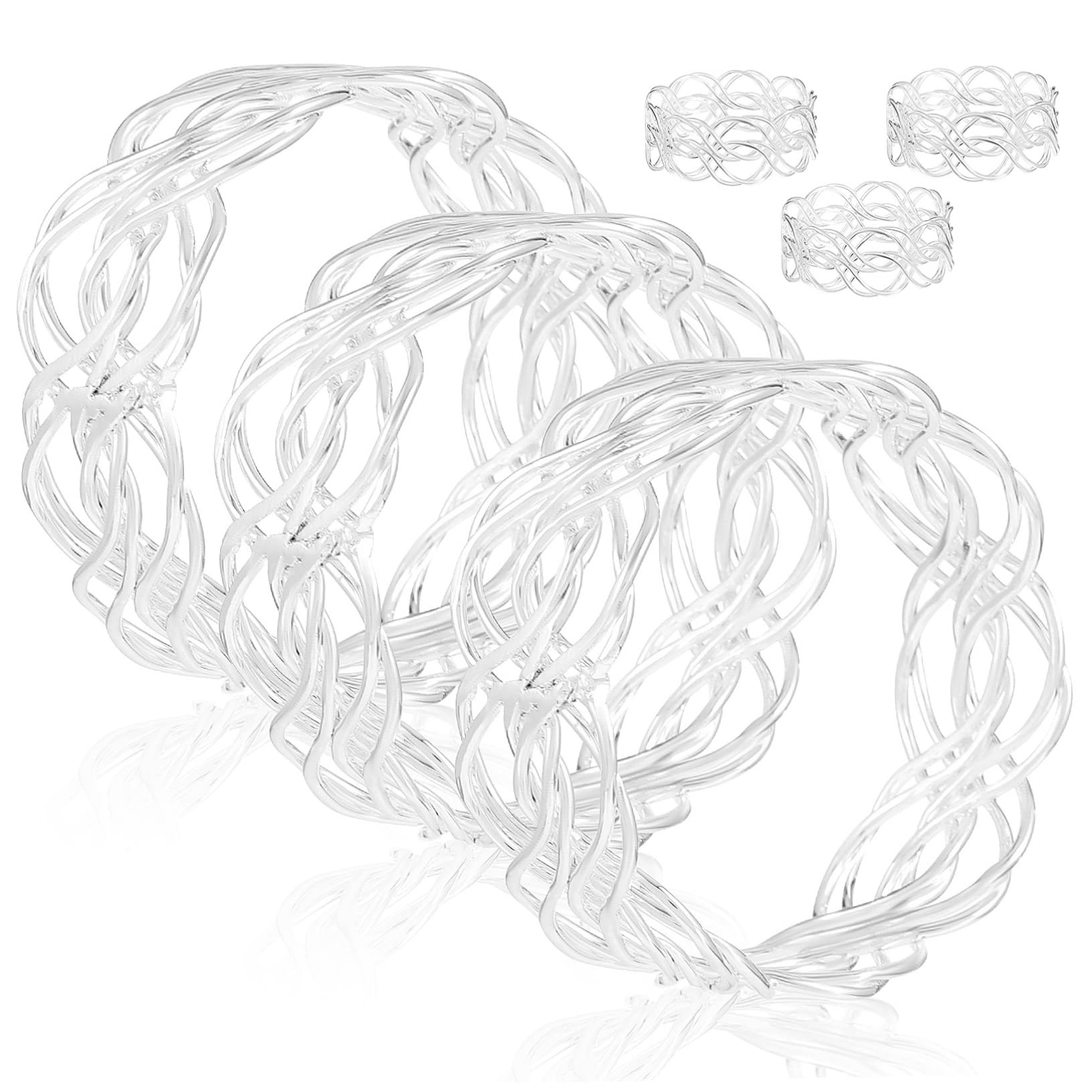 Ronds de Serviette de Table Irréguliers 6 Pièces en Métal Argenté