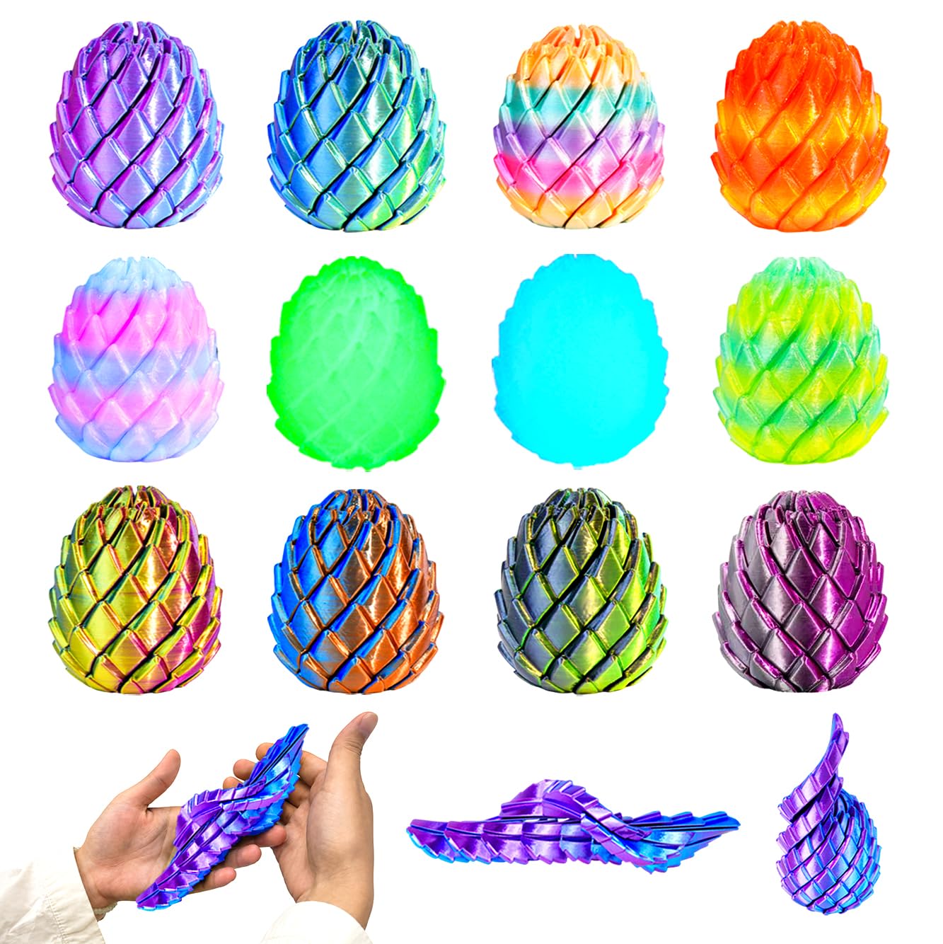 12PCS Twisty Fidget Dragon Eggs Sensory Toys for Kids Stocking Fillers