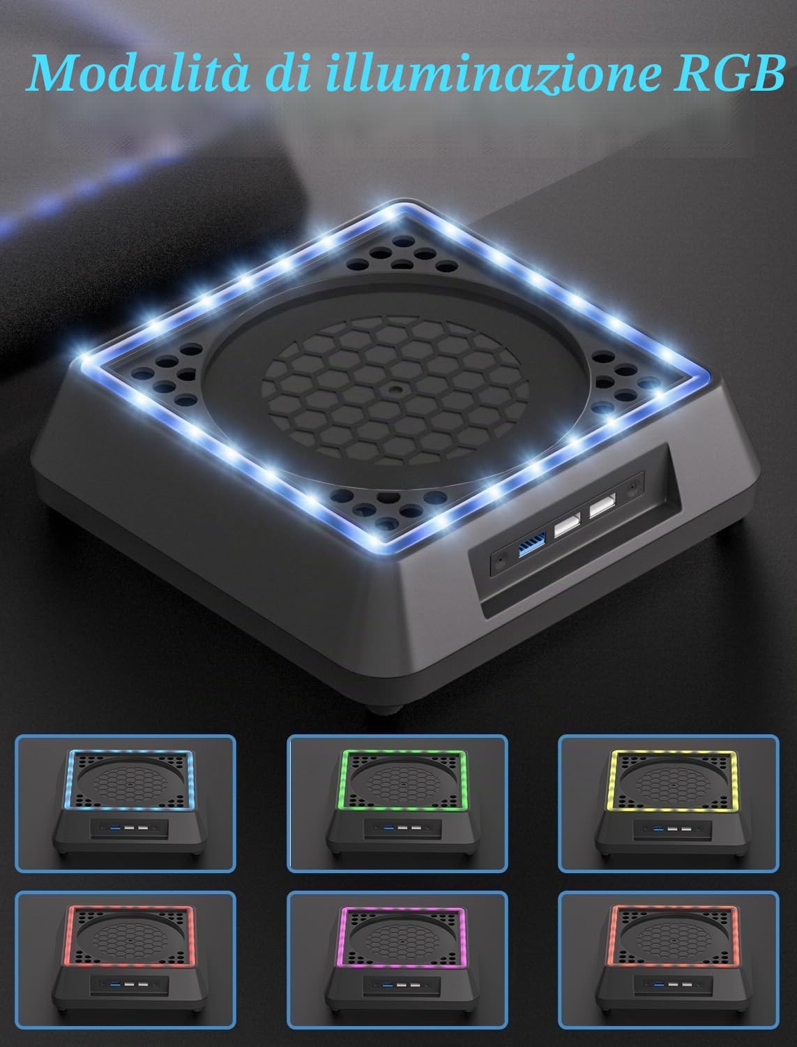 Mviioe Ventola di raffreddamento a LED per Xbox Series X con filtri antipolvere | Stazione di raffreddamento compatibile con Xbox X, ventola turbo extra grande, porte USB 2.0, filtri antipolvere, nero