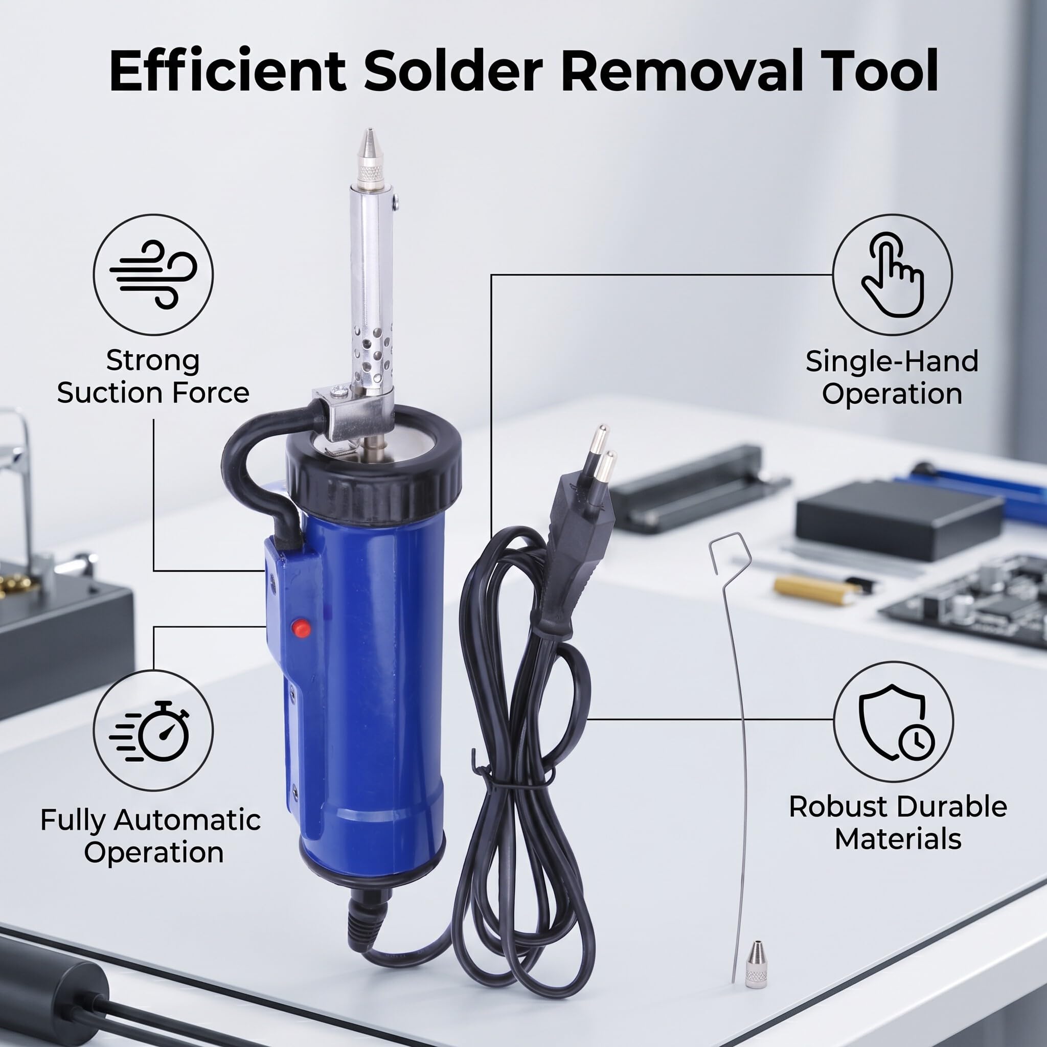 Elektrischer Entlötkolben Lötsauger Entlötpumpe 30W Vollautomatische Entlötsaugpumpe EU-Stecker 220V