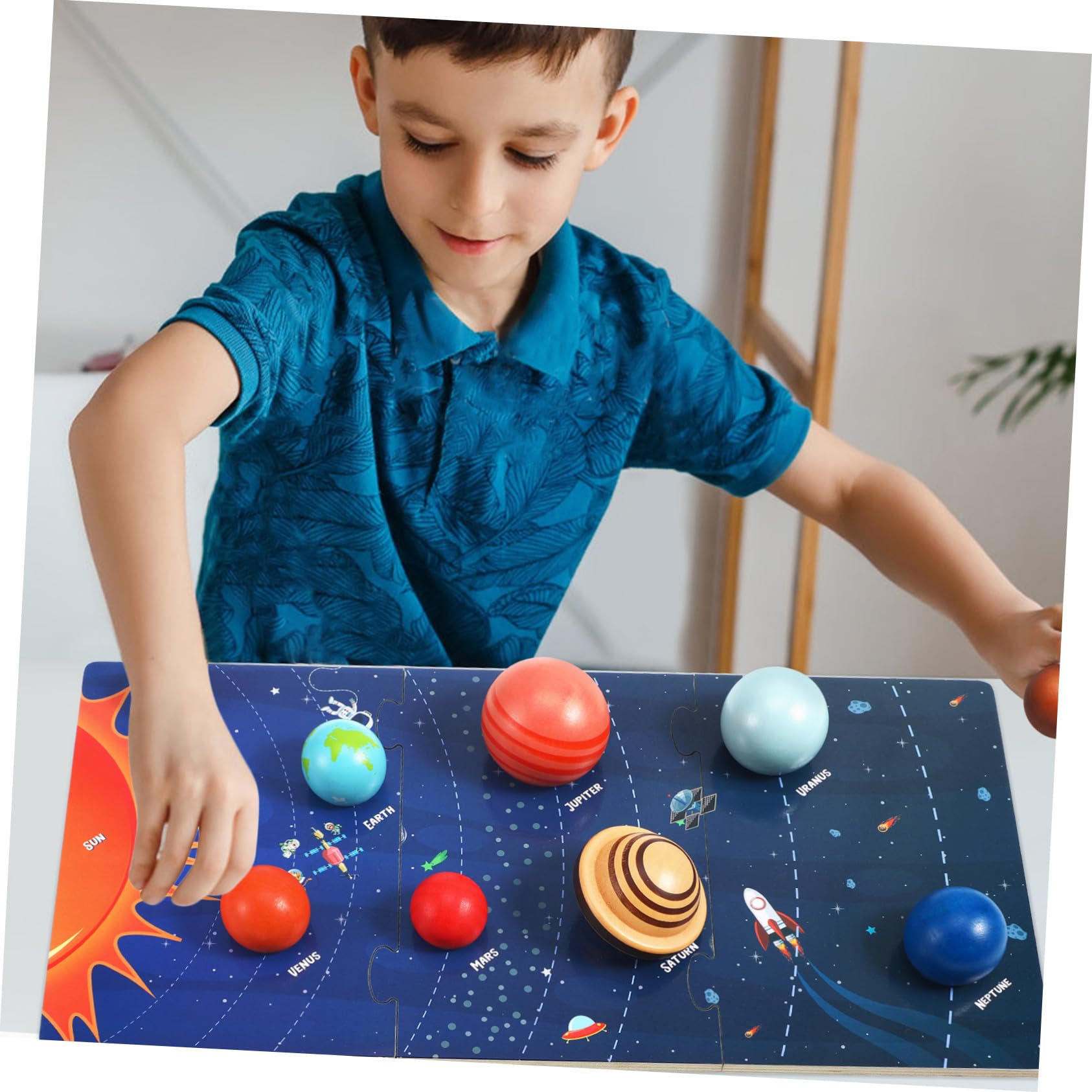 SUPVOX Puzzle Solare in Legno Dei Pianeti Per Bambini, Giocattolo Educativo Spaziale Resistente, Versione Multifunzionale Dei Pianeti Per Bambini Dai 3 Anni