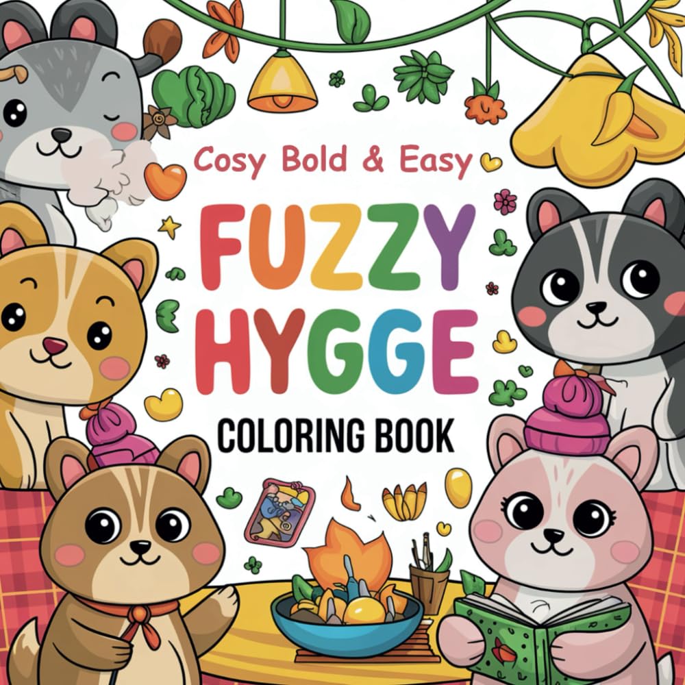 Cosy Bold & Easy Fuzzy Hygge Coloring Book: For Adults and Teens, Super Cute Designs of Cozy, Hygge Spaces for Relaxation