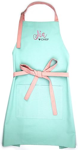 Miniatura 5 de Delantal de cocina personalizado para hombres y mujeres, delantal de chef y sombrero para hornear cocina de algodón con bolsillos