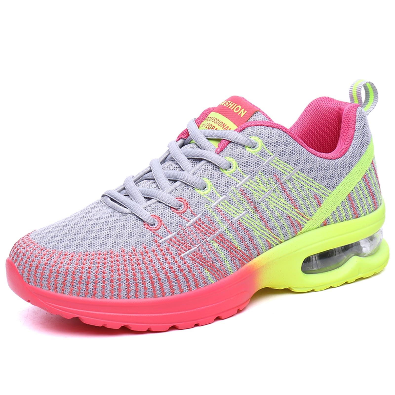 Chaussure de Course Femme Respirante Légères Chaussures de Sport Gym Fitness Athlétiques Basket de Running Confortables Jogging Sneakers Noir Gris Rose EU 35-42
