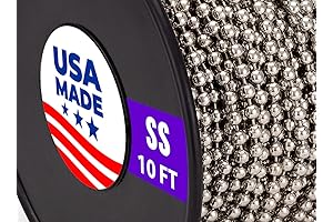 10-Foot Metal Ball Chain, Grade 10 Bead Size, Made in the USA
