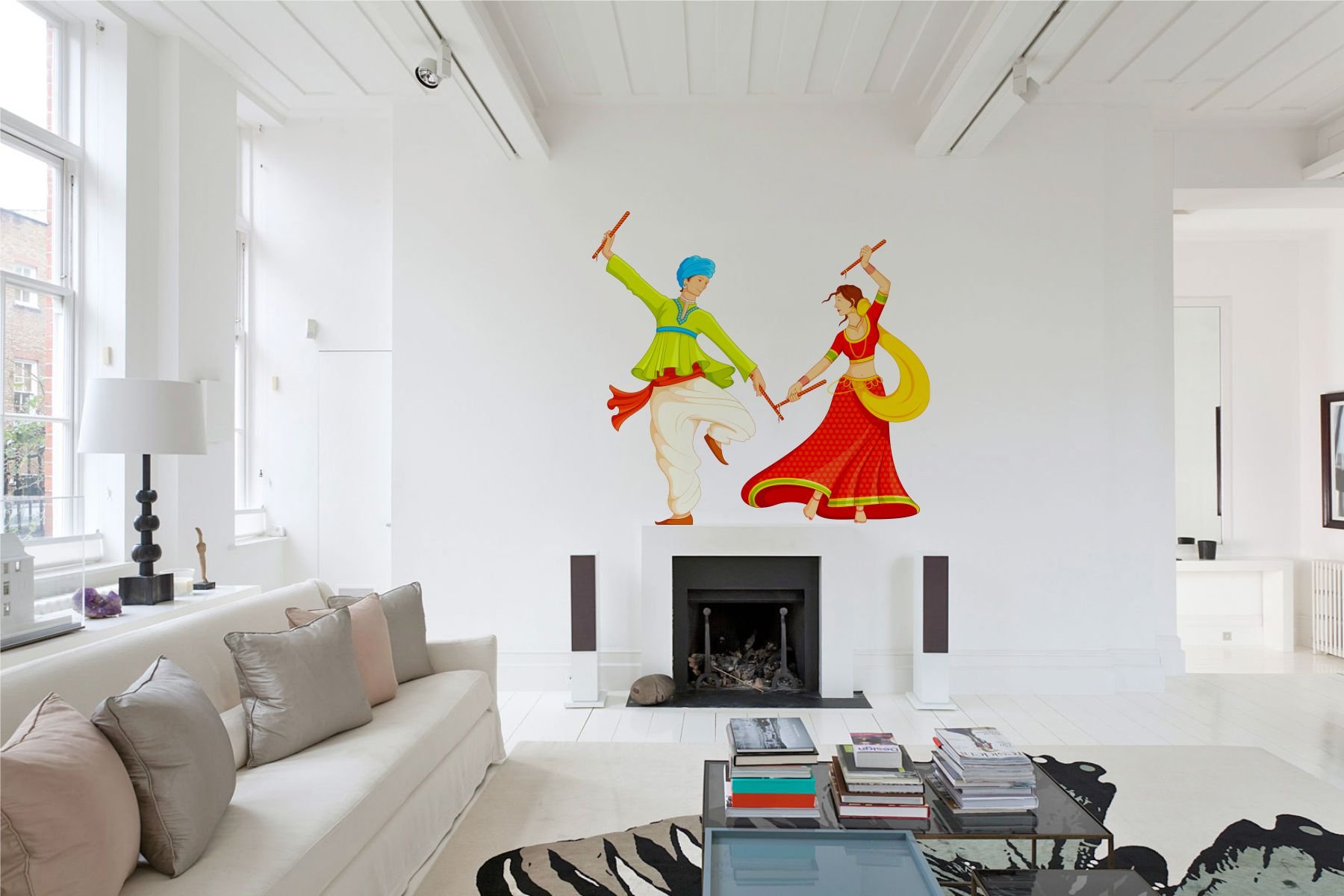 Rawpockets Decal  Couple Playing Daniya  (Material - PVC Vinyl Matte Finish, Wall Coverage Area - Height 110cm X Width 120cm) (Pack of 1) Wall Sticker (B06X194C6K) Amazon Price History, Amazon Price Tracker
