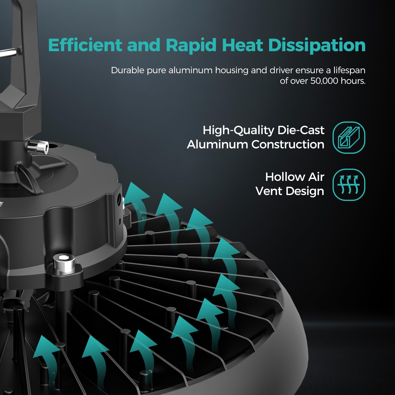 240W UFO LED High Bay Light 432000LM LED Shop Light 6000K Daylight 0-10V Dimming IP65 Waterproof Plug Play — view 3