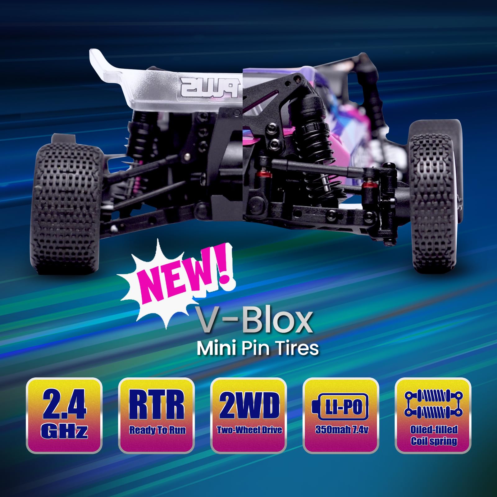 HOBBYPLUS Speck B Elite Brushless 1/24 2WD Mini RC Car - RTR RC Buggy, Fast Mini Racing Buggy - Veicoli da corsa telecomandati (giallo azor)