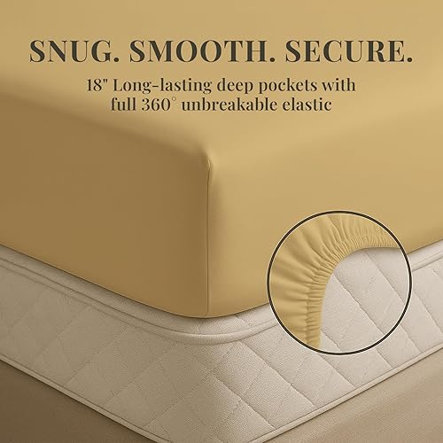 Miniatura 7 de Sacred Thread Juego de sábanas de 6 piezas de rayón derivado de bambú, sábanas veganas con efecto refrescante, sábanas orgánicas para el hogar y