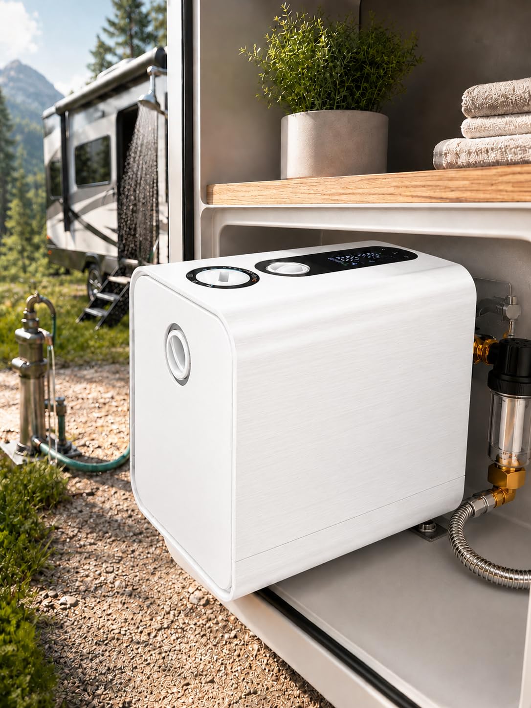 forplubossmmp Water Pressure Booster Pump, Self Priming Variable Speed Constant Pressure Smart Pump, Digital Control Integrated Design,Or Home, Shower, Garden Irrigation, Shallow Well，Rv white