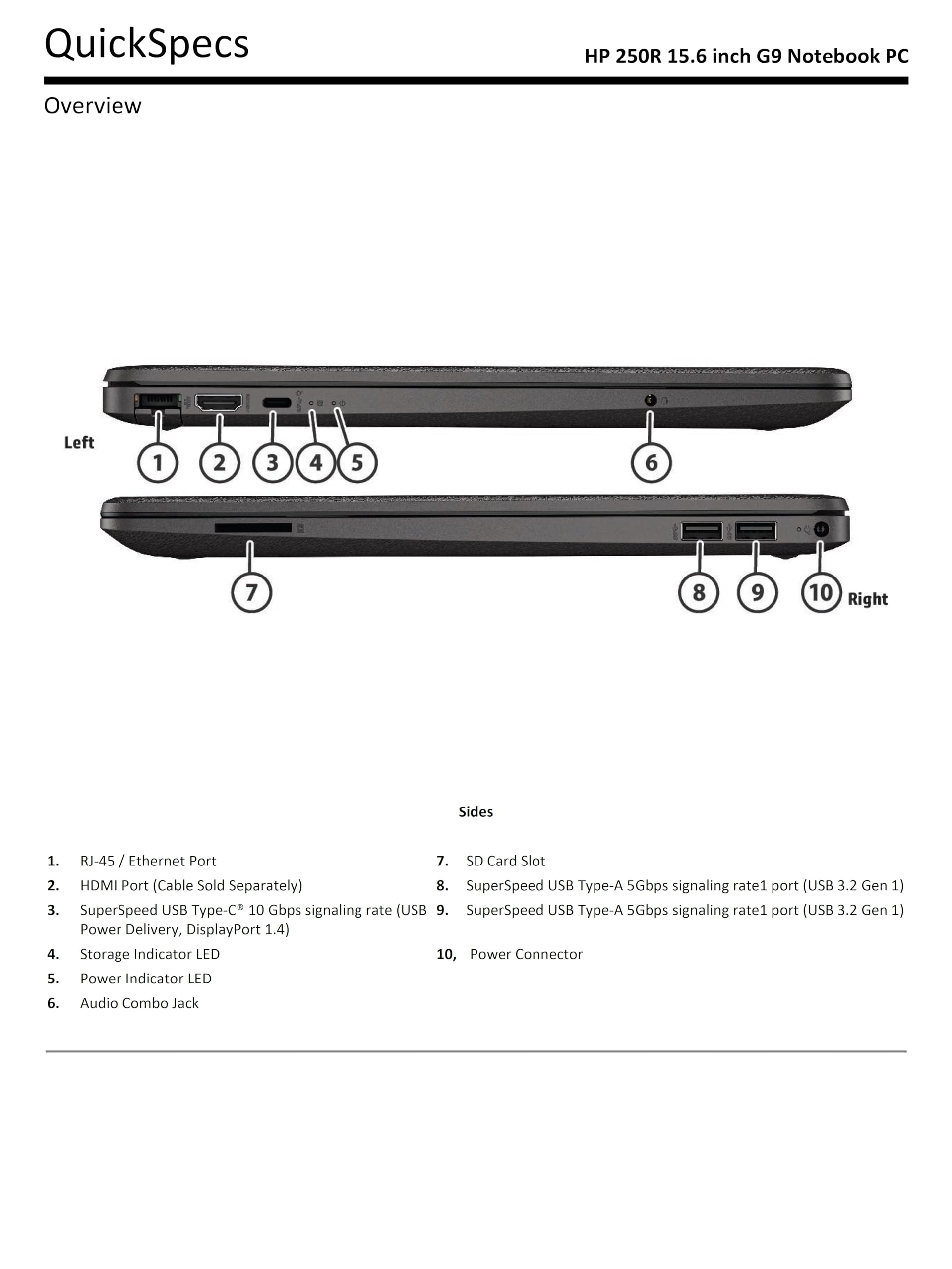 HP 250R G9, Computer Portatile Notebook, Intel Core 5 120U, 32GB RAM, 1TB SSD NVMe, Display 15.6'' Full HD, W11P