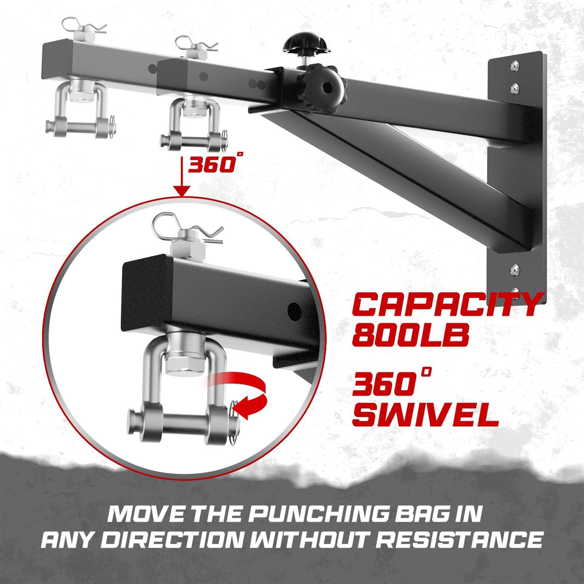 Yes4All Soporte de pared para saco de boxeo, ajustable, resistente, para gimnasio en casa, interior y exterior
