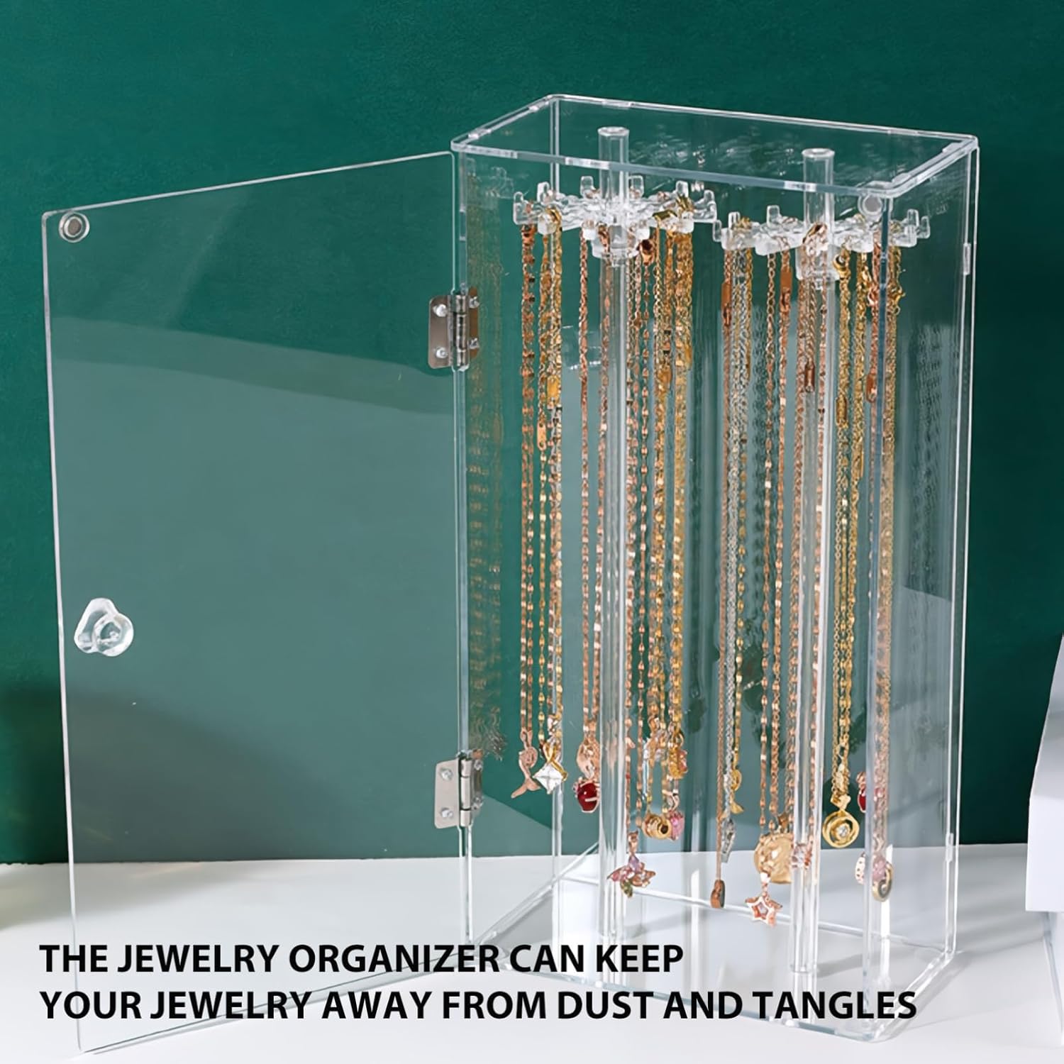 PRETYZOOM Acrylic Hooks Rotating Jewelry Display Stand Elegant Necklace Organizer for Tabletop Use for Jewelry Stores Boutiques and Home Multi- for Easy Access