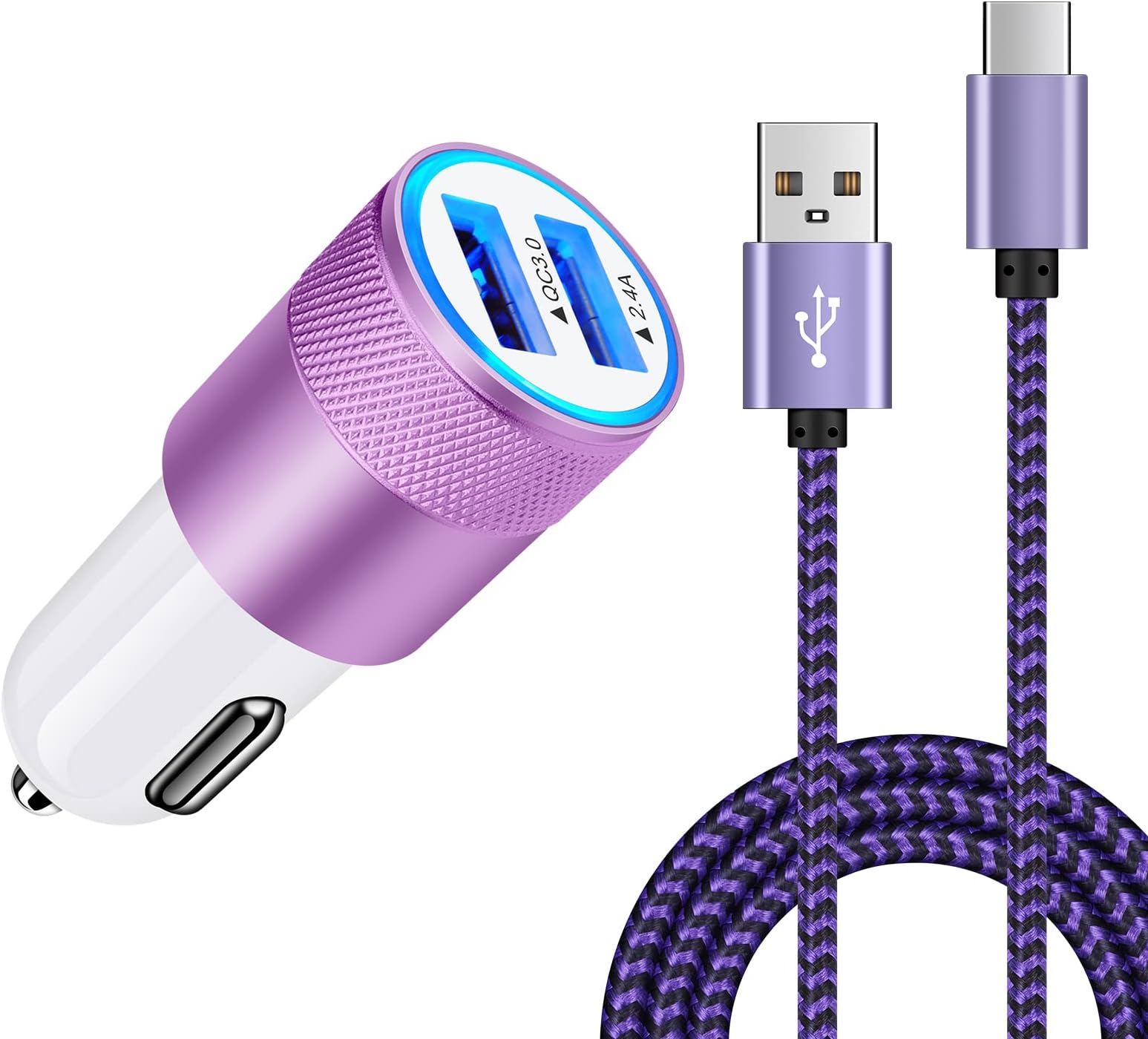 [5.4A/30W] Fast Car Charger Type C 6ft Cable Compatible Samsung Galaxy S24, S23, S22 5G, S22 Ultra, S22 Plus, S21 FE, S21 5G, S21 Ultra 5G, S20 S10 S9 S8, Note 20 Ultra, 20, 10, 9, 8, A53 A13 A03s 5G