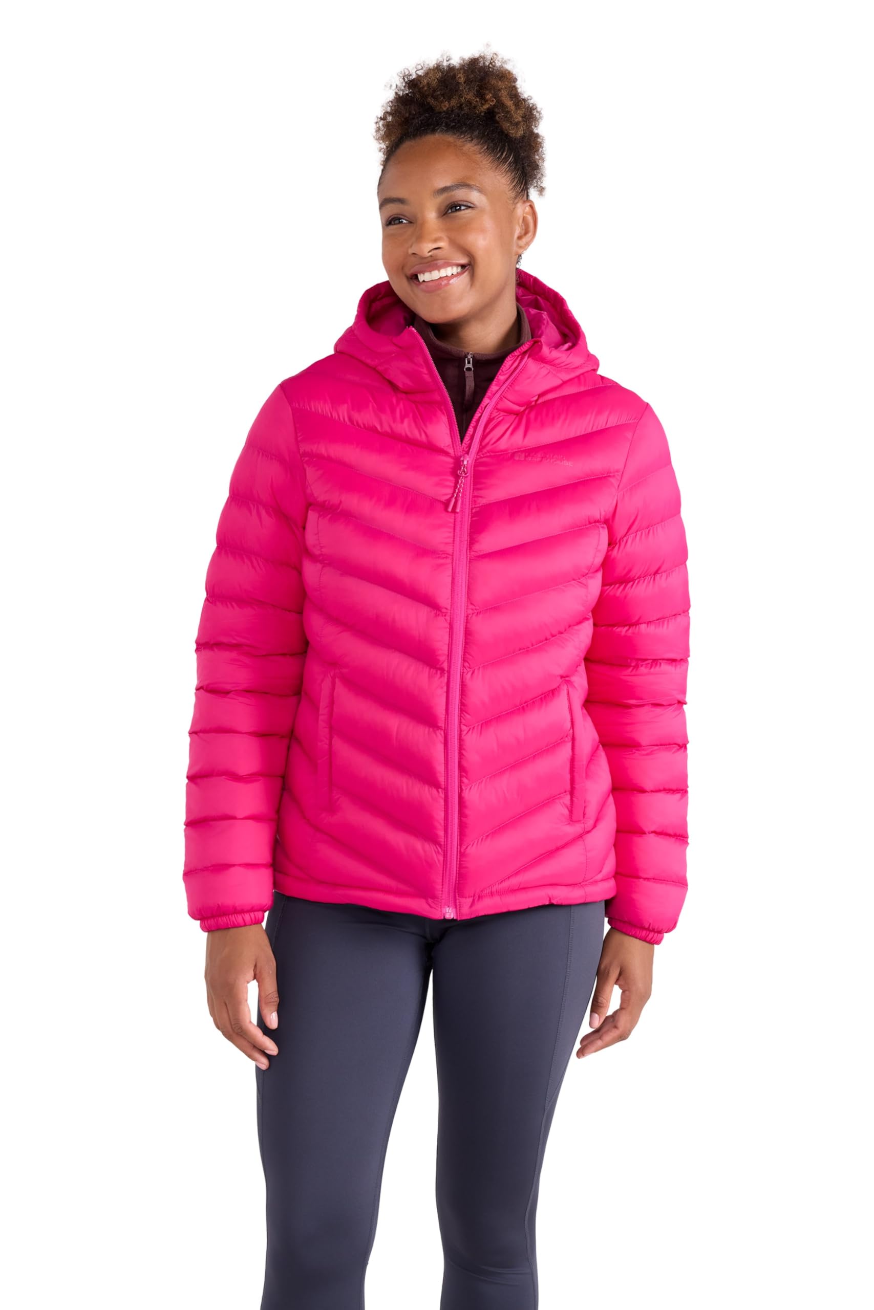Mountain Warehouse Women's Bright Pink Seasons Padded Jacket - Water Resistant Coat, Puffer Jacket, Front Pockets, Adjustable Elastic Cuffs & Hood - For Spring Summer, Outdoors Size 10