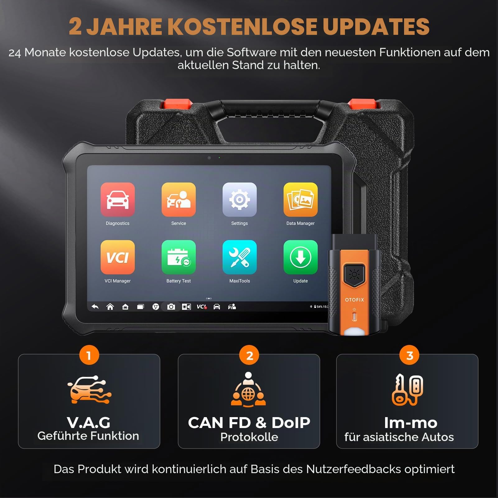 OTOFIX D1 PROS2 Obd2 Diagnosegerät für Alle Fahrzeuge, Alle Systemdiagnosen auf OE-Niveau, ECU-Codierung, 40+ Servicefunktionen, Bidirektionale Steuerung, Auto Scan 2.0, CANFD & DOIP, 2-Jahres-Update