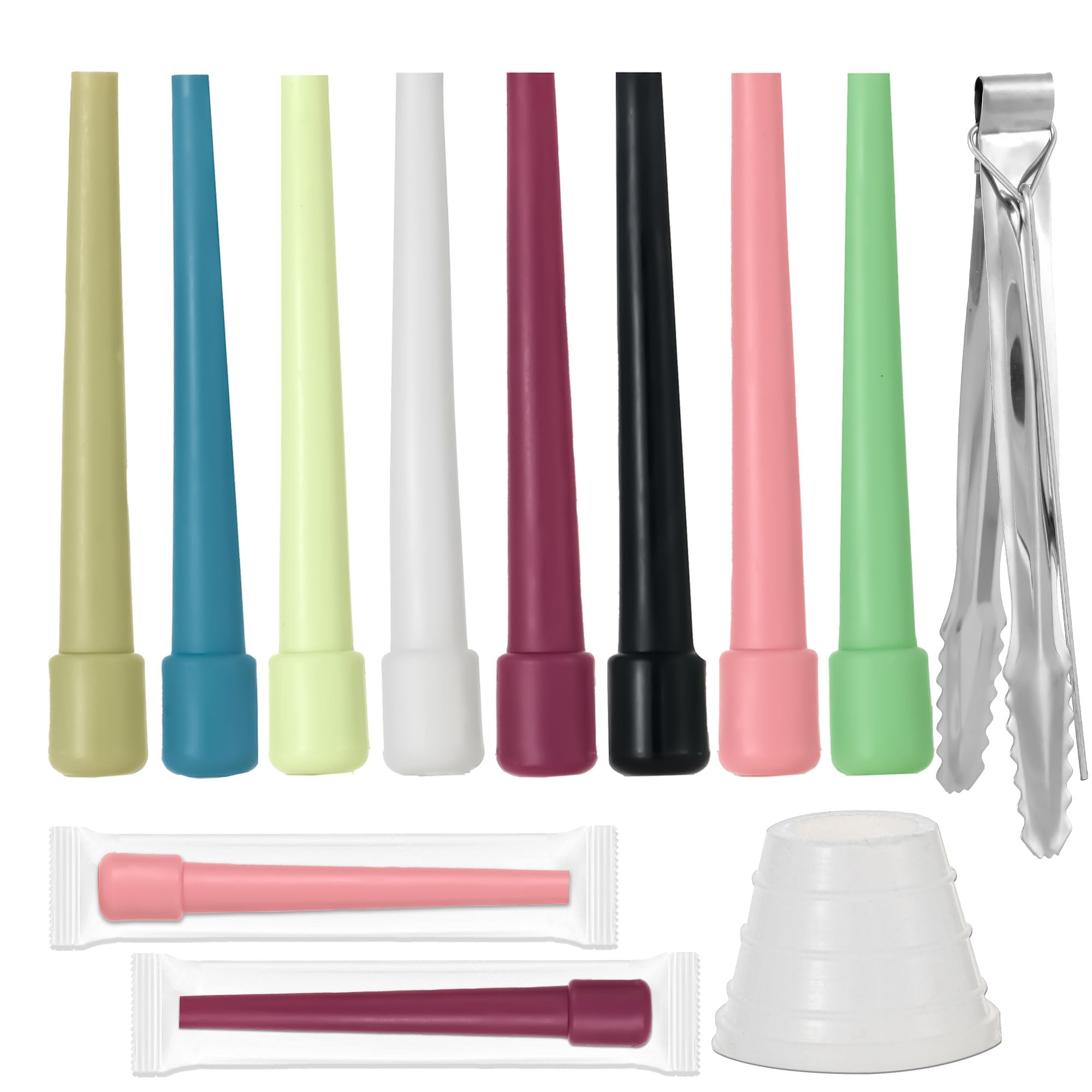 100PCS Hookah Tips Disposable with Hookah Hose Grommets Tongs Individual Wrapped Practical Hookah Accessories Set Multi-Color 3 74inch