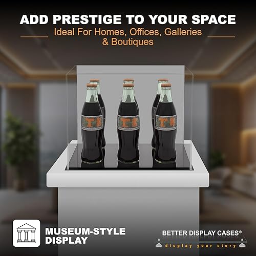 Vista 192 de Better Display Cases Versátil vitrina de acrílico transparente - Caja rectangular grande con base blanca 18" x 12" x 3" (BK09)