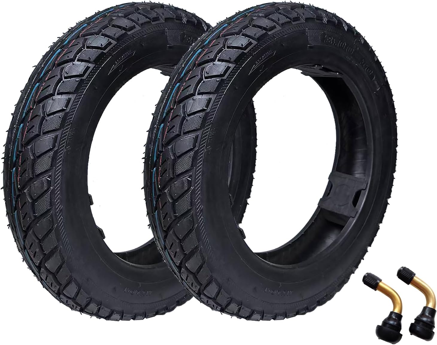 2 Pack 3.00-10 Dirt Bike Tire 3.0-10 Tubeless Tire with 2 Valve Stems for Motorcycle Scooter Moped E-Bike Tire 10 Inch Rim