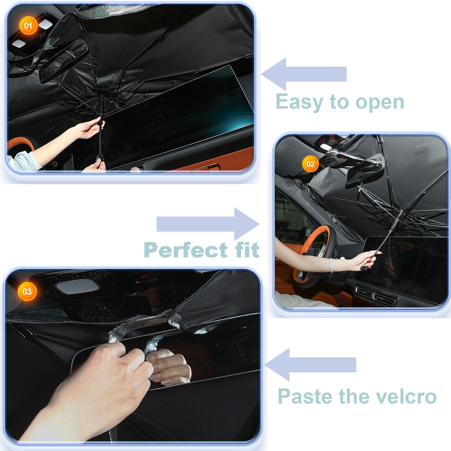 LELYFIT Parasol Parabrisas Delantero Coche Plegable Barra Ajustable Protección UV Solar 140 x 80 cm