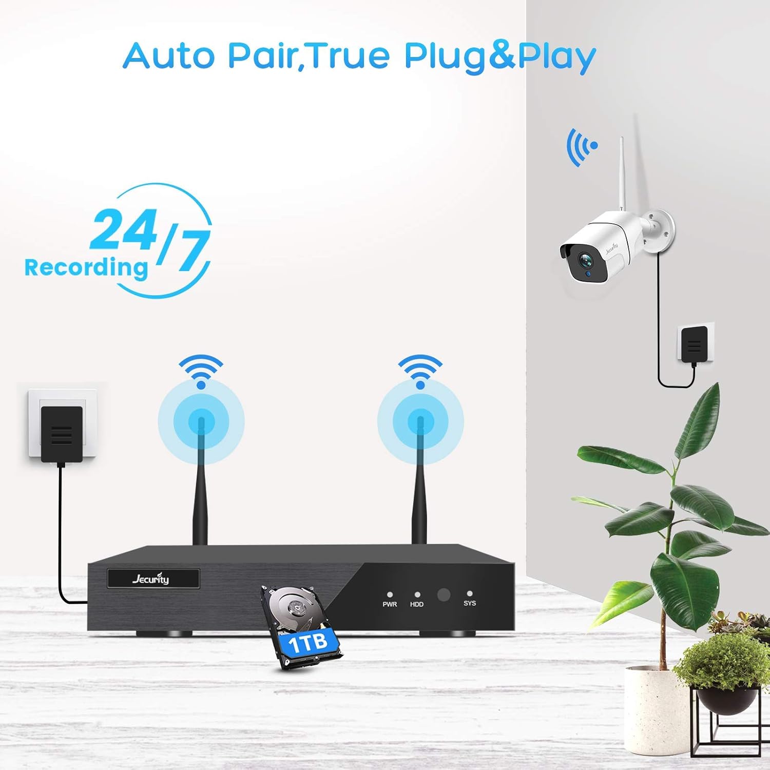 Review Product Jecurity Wireless Security Camera System, 8CH 1080P NVR 4Pcs 1080P Outdoor/Indoor WiFi Surveillance Cameras with Motion Detection,Email Alert,Night Vision,Remote Monitor,Waterproof,No Hard Drive Crazy Deals Jecurity Wireless Security Camera System, 8CH 1080P NVR 4Pcs 1080P Outdoor/Indoor WiFi Surveillance Cameras with Motion Detection,Email Alert,Night Vision,Remote Monitor,Waterproof,No Hard Drive