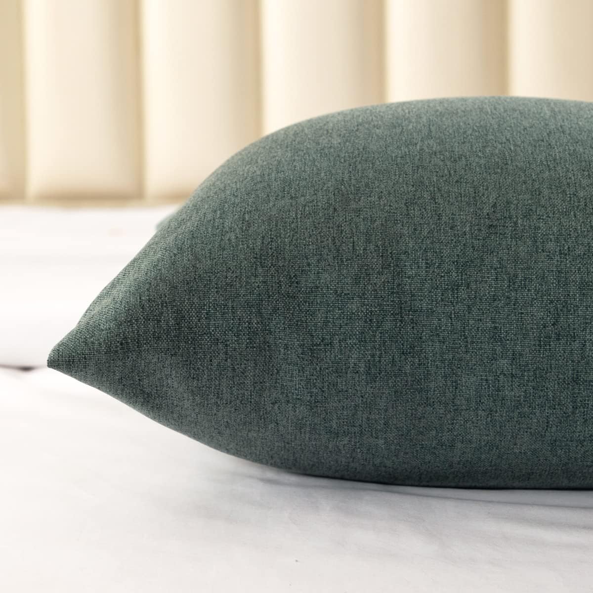 AMBERIS 2 Pillowcases (45×45cm)(Without Insert) Blue-Green, Imitation Linen Decorative 2 Pillowcases (Without Insert) for Home Hotel