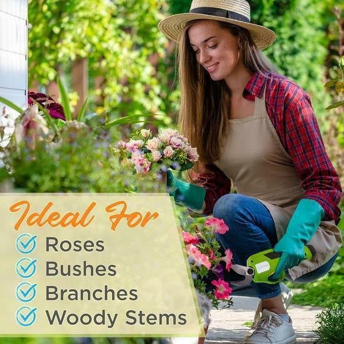 Power Pruner Electric Metal Shears - 7.2v Lithium-ion Rechargeable Battery Powered Electric Pruning Shears Garden Trimmer - Hand Held Cordless Tree Branch Cutter w/Safety Switch - SereneLife PSPR170