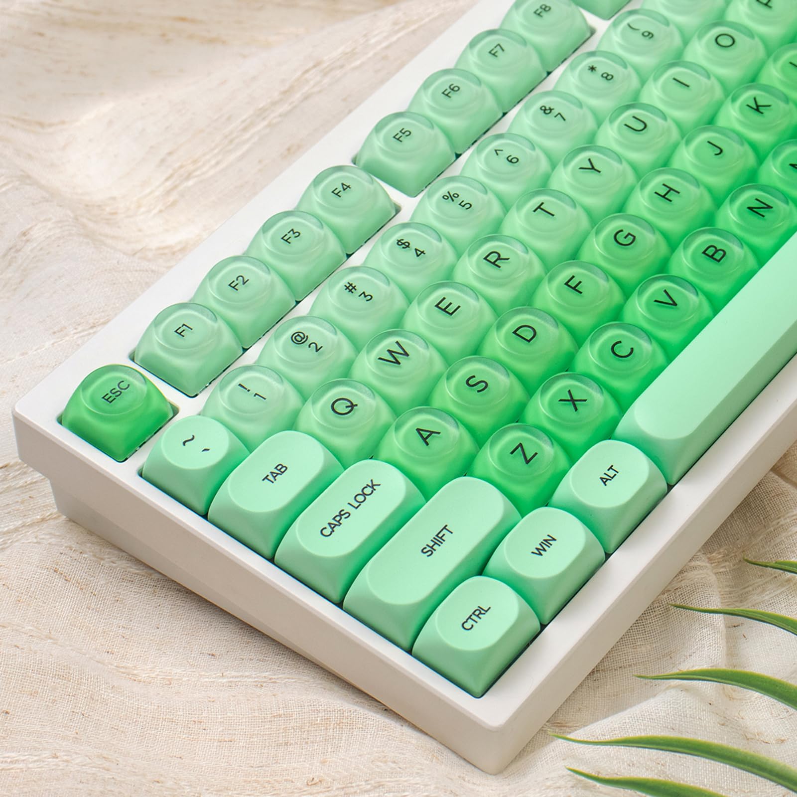 Keycaps PBT Vert Jelly de profil MOA avec 132 touches pour clavier mécanique Wooting et Cherry MX - 8