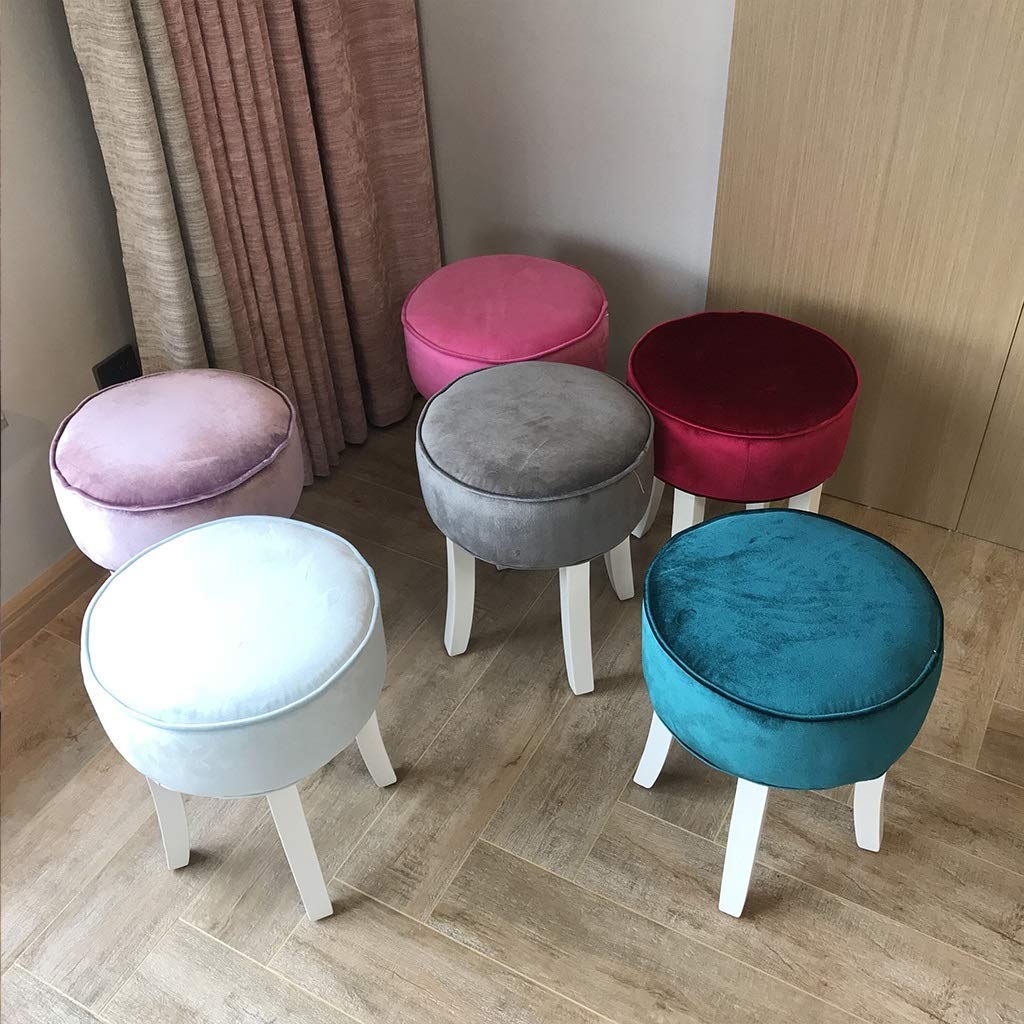 Taburete de terciopelo nórdico gzz con patas de madera para un maquillaje sofisticado
