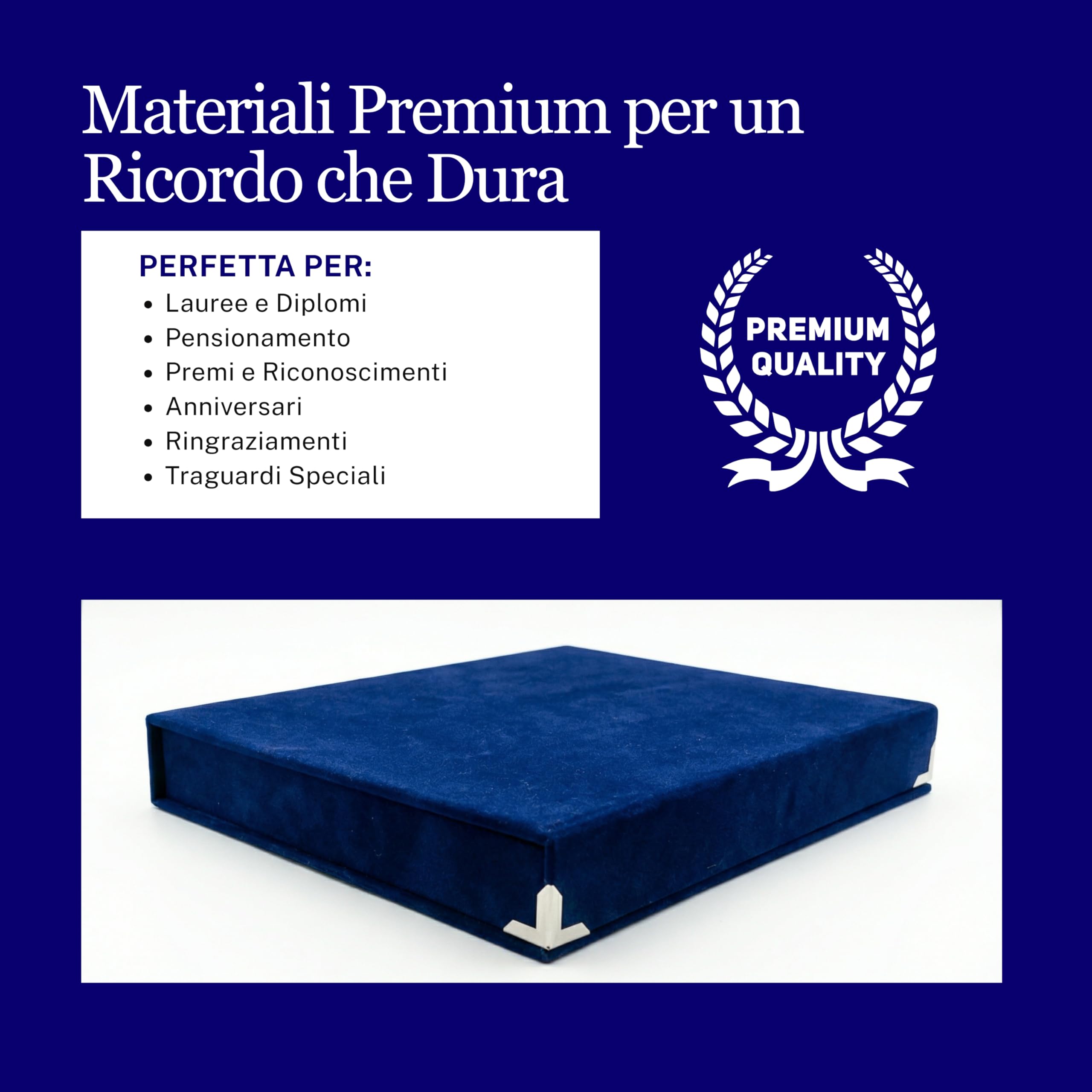 Targa Personalizzata con Astuccio in Velluto Blu – per Laurea, Premio, Pensionamento e Riconoscimento – Stile Classico o Pergamena