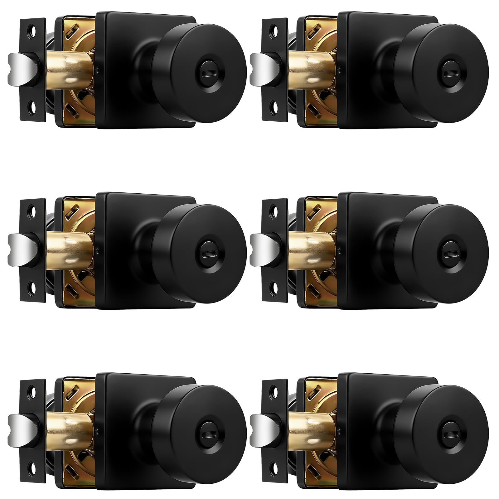 Keyless Door Knobs - Matte Black Privacy Handles -9