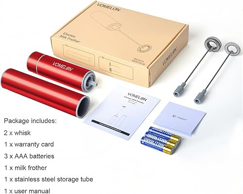 Miniatura 3 de Espumador de leche de mano, funciona con pilas, mezclador de bebidas con 2 batidores eléctricos de acero inoxidable para café, latte, capuchino,