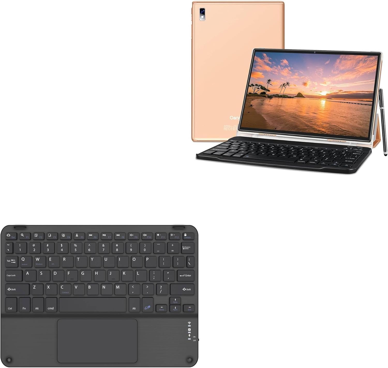 BoxWave Keyboard Compatible with Oangcc Android Tablet Tab_A6 (10.1 in) - SlimKeys Bluetooth Keyboard with Trackpad, Portable Slim TouchPad - Jet Black