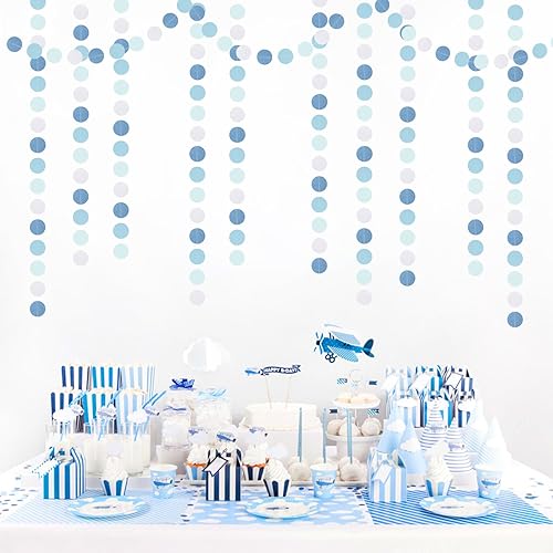 Miniatura 4 de Light-Baby Dusty-Blue White Party-Decoration Garland - 52ft Baby Boy Shower Birthday Streamers,Graduation Bachelorette Bridal Christmas Banner Decor