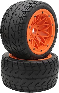 on-Road Rear Wheel Tire Assembly 2pcs 170X80mm Orange | for 1/5 HPI ROFUN BAHA KM ROVAN BAJA 5B SS Rc Car Parts