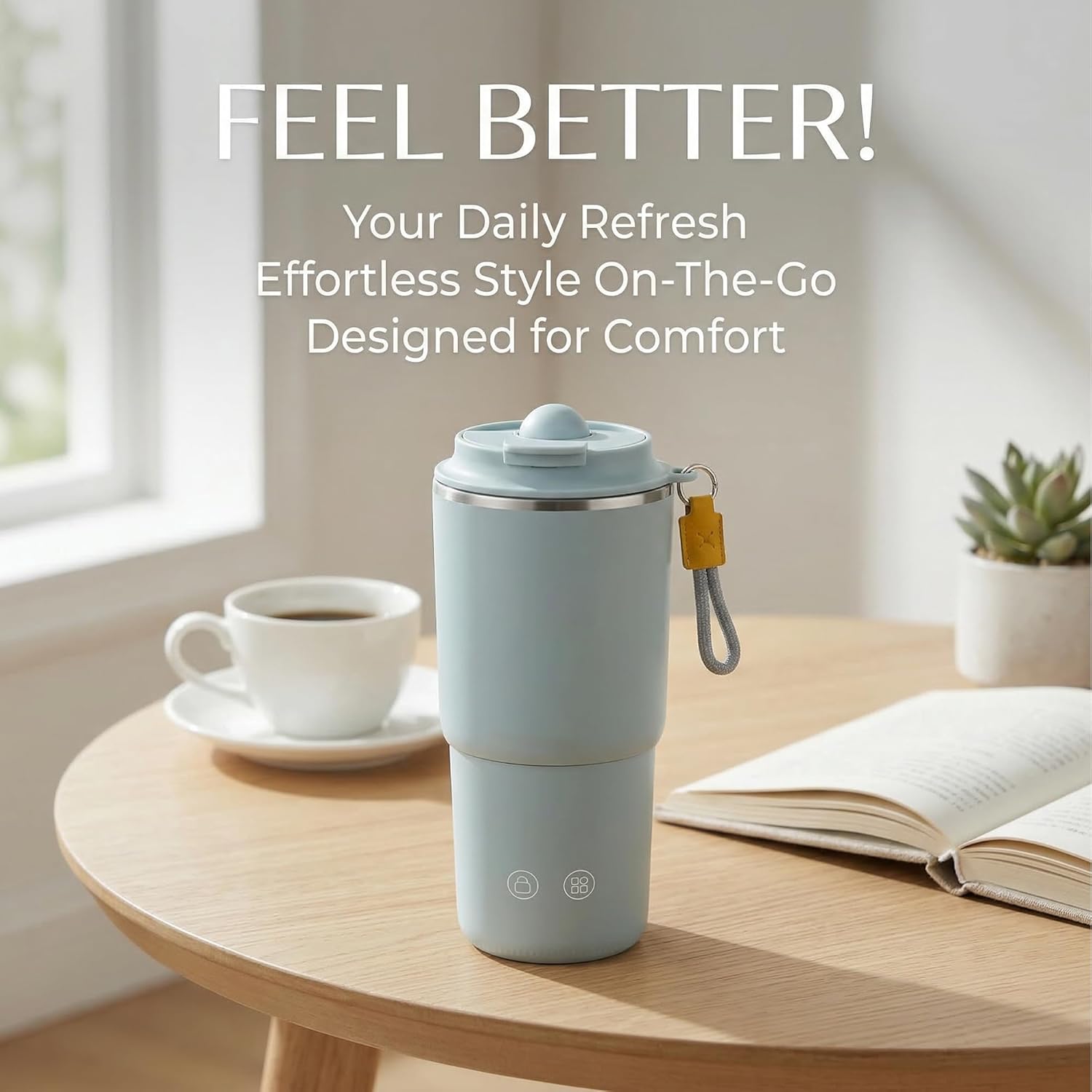 AlfaBot Temperature Control Heated Coffee Mug Smart Self Heating Travel Mug 14 Oz,Controlled Warmer Keep Coffee Hot Fast for Home, Office and Commute