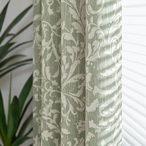 Miniatura 9 de COLLACT Cortinas 80% opacas de 84 pulgadas de largo, 2 paneles para dormitorio, cortinas con estampado floral de desplazamiento gris pardo para sala