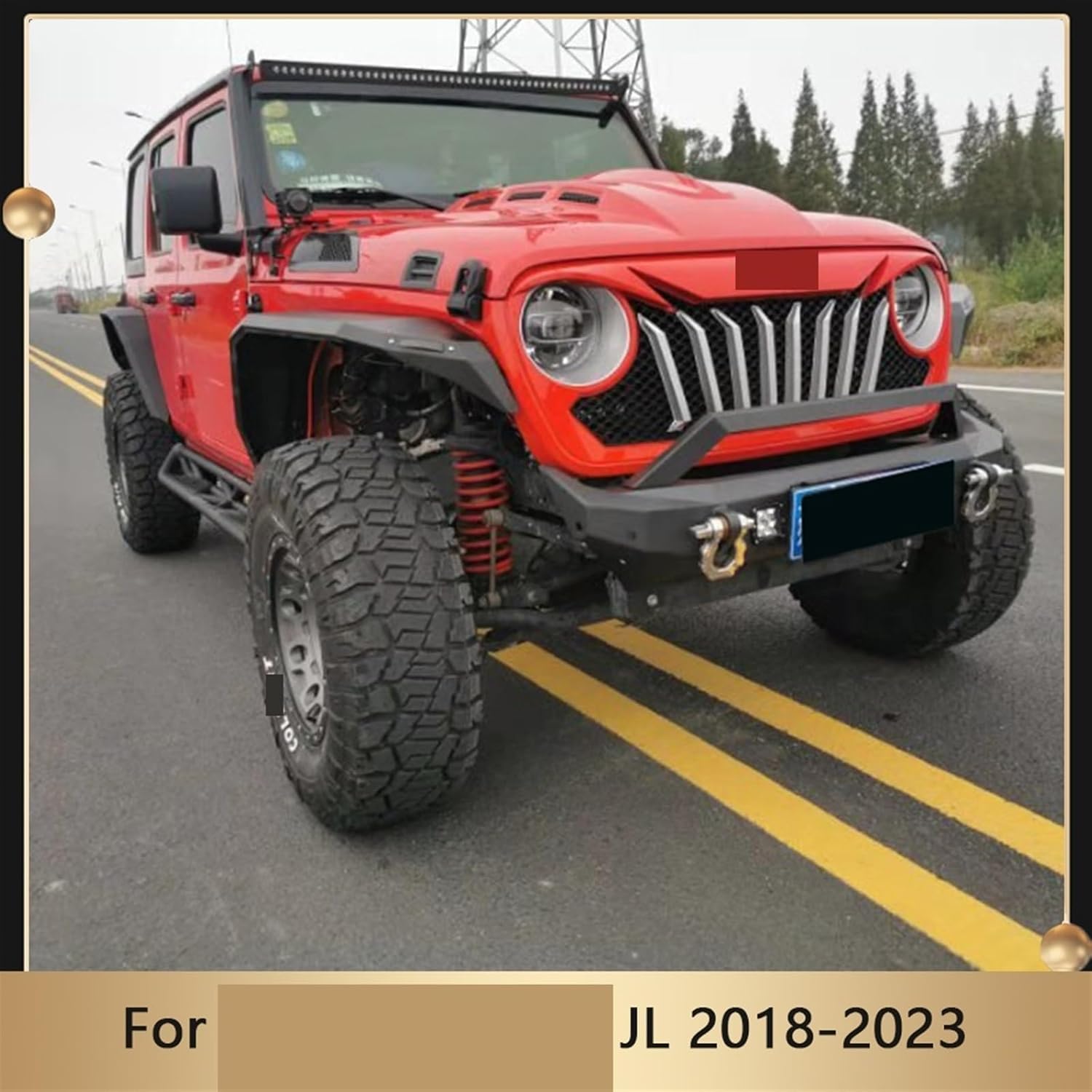 Car Offroad 4x4 Auto Accessories Fender Flare with Light Compatible for Wrangler JL 2018-2023 Trim Front Rear Mudflaps Wheel Eyebrow