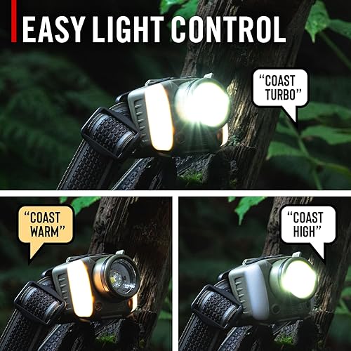 Miniatura 3 de Coast FL97R - Linterna frontal LED recargable de 1200 lúmenes con control por voz con Pure Beam Spot & Flood, iluminación ARC, modos de color rojo y