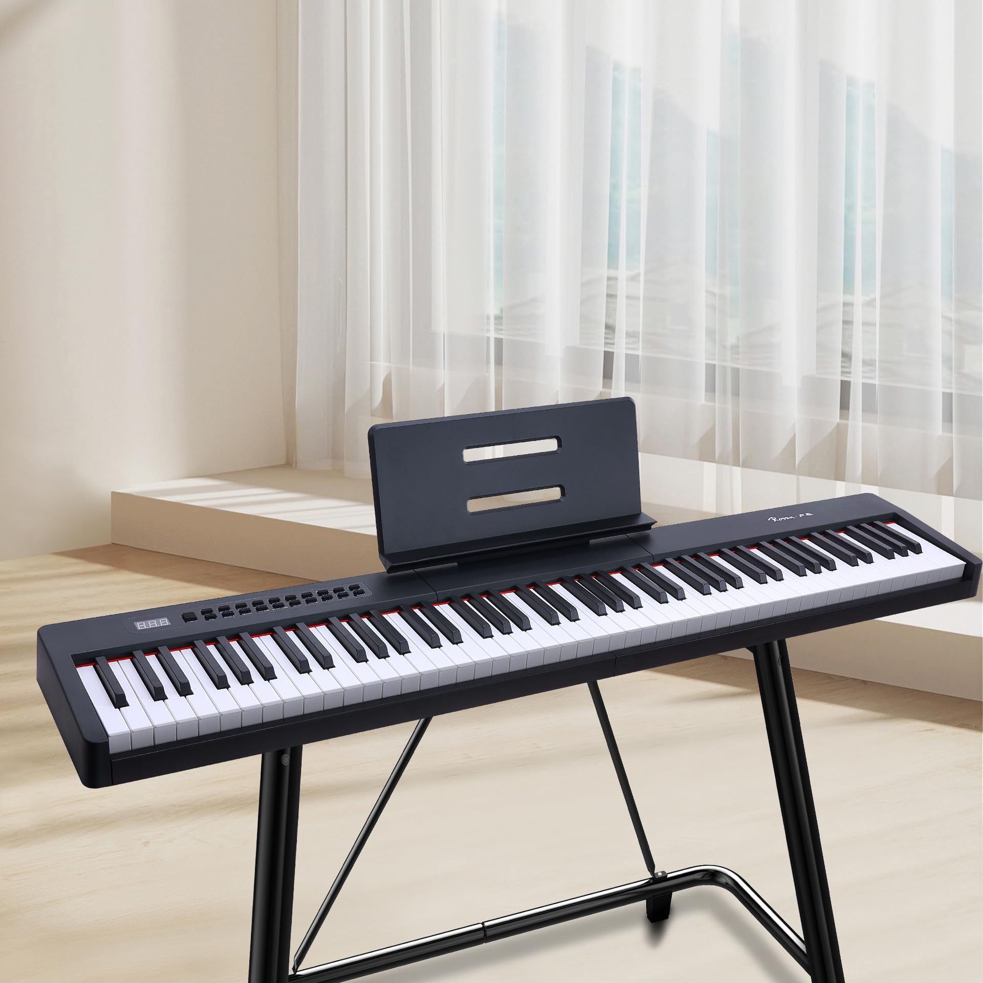Rosen P21 Tastiera Semi-Pesata 88 Tasti Pianoforte Digitale per Principianti, Pianoforte Elettrico Portatile con Pedale di Sostegno e Alimentazione, Nero