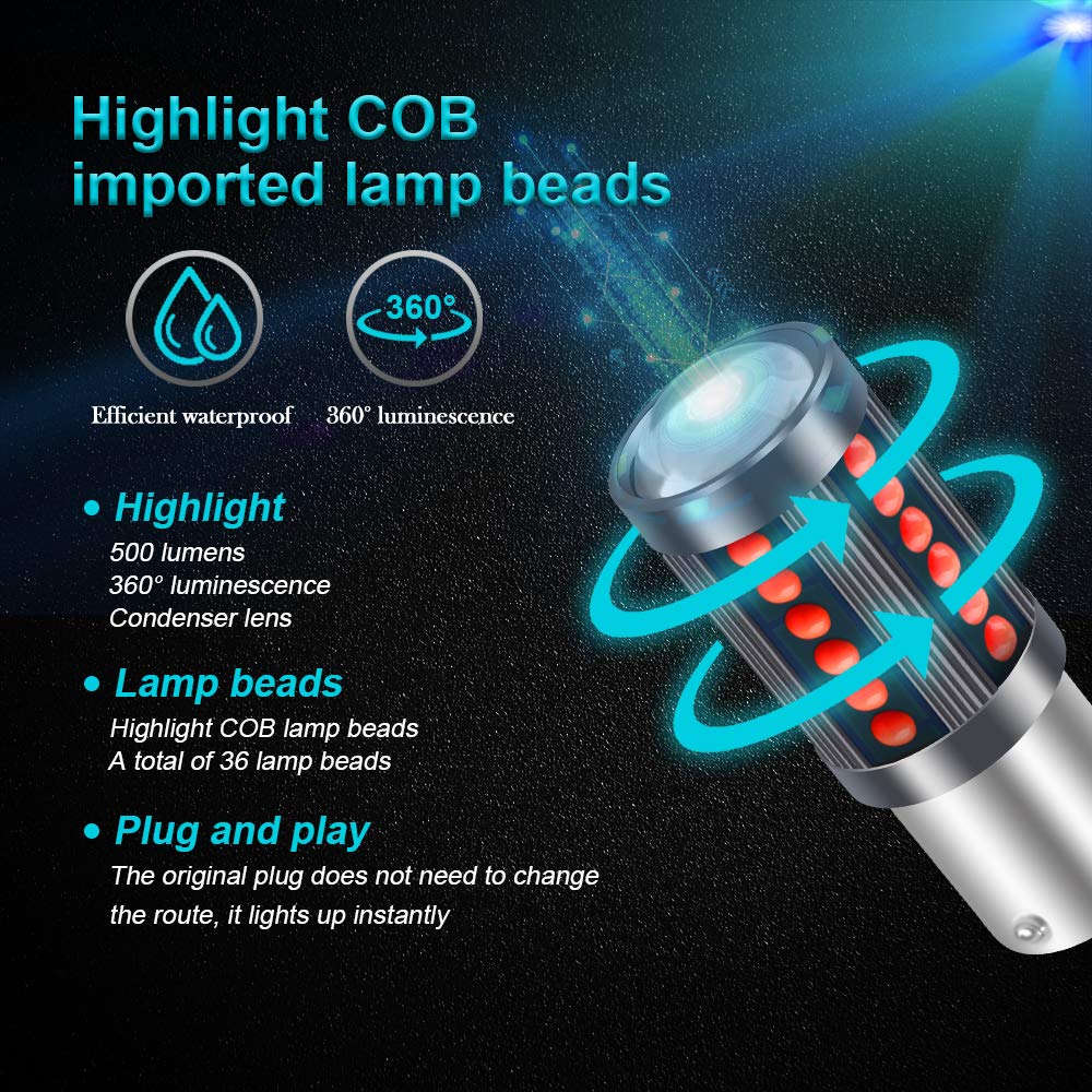 2 uds rojo 1156 BA15S P21W 36SMD LED luz de señal de freno trasero bombilla de lámpara